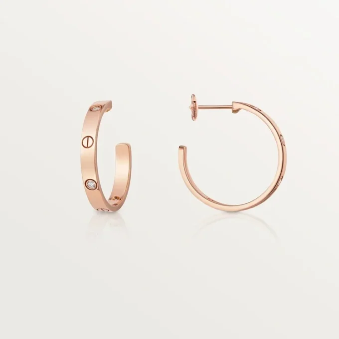 Boucles d&rsquo;oreilles Love – Or rose, diamant – Cartier