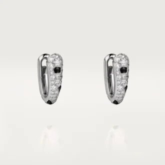 Boucles d&rsquo;oreilles Panthere Diamond Small Hoop, or blanc | Cartier US