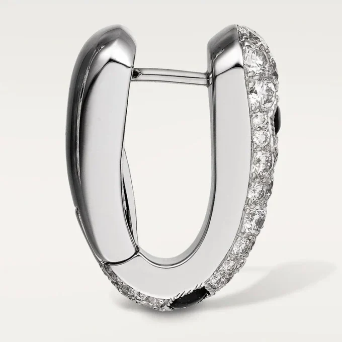 Boucles d&rsquo;oreilles Panthere Diamond Small Hoop, or blanc | Cartier US