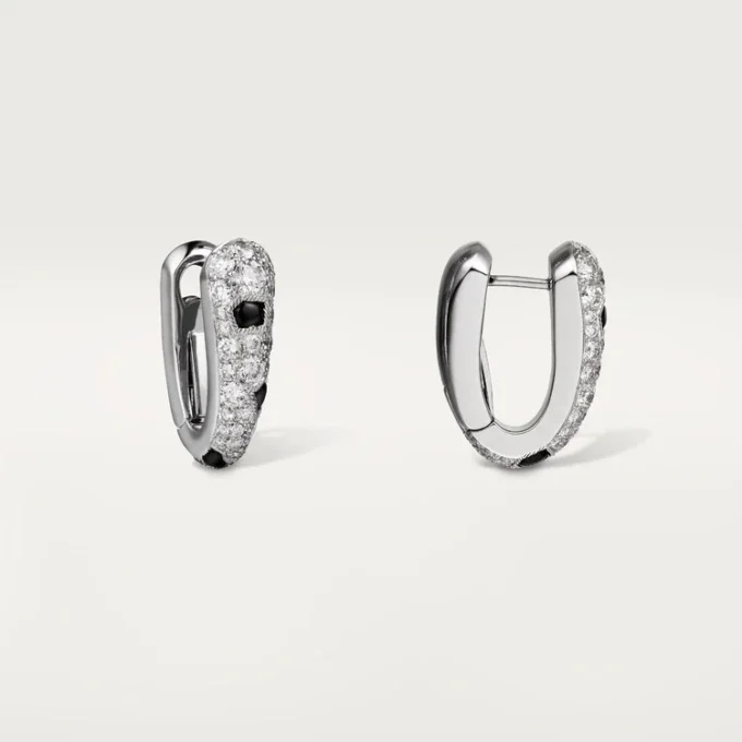 Boucles d&rsquo;oreilles Panthere Diamond Small Hoop, or blanc | Cartier US