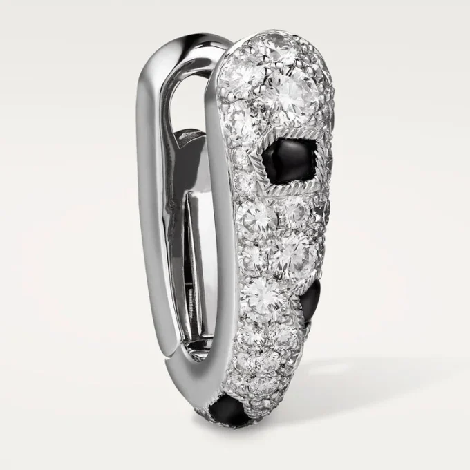 Boucles d&rsquo;oreilles Panthere Diamond Small Hoop, or blanc | Cartier US