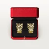 Boucles d&rsquo;oreilles Panthère de Cartier – Or jaune, laque, diamants, grenats tsavorites, onyx – Cartier