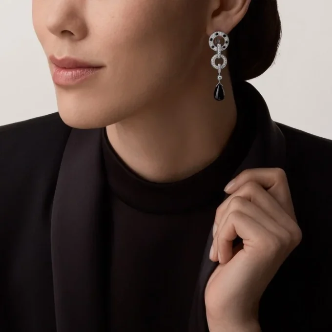 Boucles d&rsquo;oreilles Panthère de Cartier, pavées
