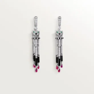 Boucles d&rsquo;oreilles Panthère de Cartier, rubis, grand modèle, pavées