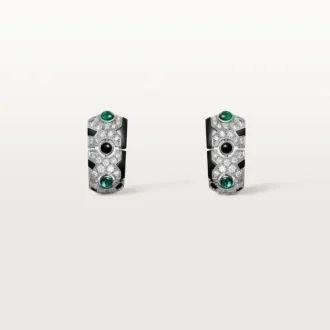 Boucles d&rsquo;oreilles [Sur]Naturel – Or blanc, émeraudes, onyx, diamants – Cartier
