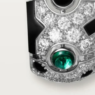 Boucles d&rsquo;oreilles [Sur]Naturel – Or blanc, émeraudes, onyx, diamants – Cartier