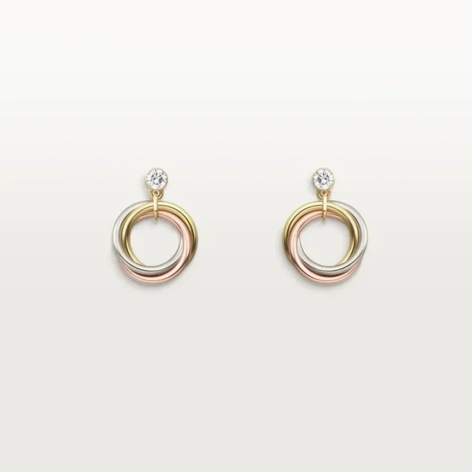 Boucles d&rsquo;oreilles Trinity, diamants taille brillant
