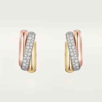Boucles d&rsquo;oreilles Trinity, forme coussin, demi-sertissage