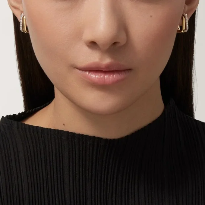 Boucles d&rsquo;oreilles Trinity, forme coussin, demi-sertissage
