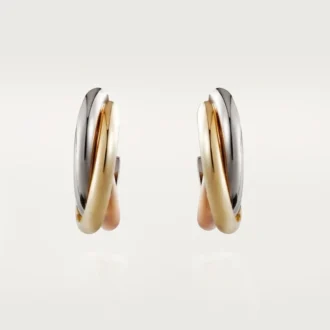 Boucles d&rsquo;oreilles Trinity – Or blanc, or jaune, or rose – Cartier