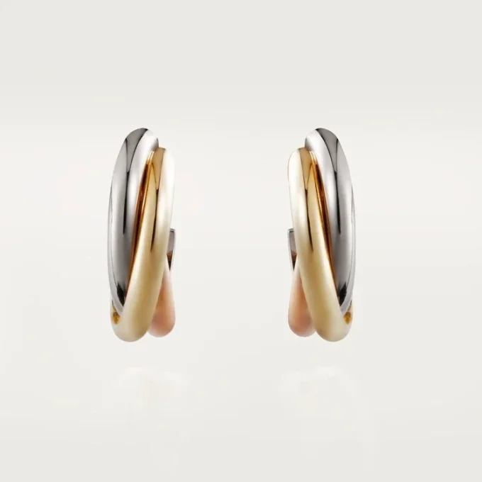 Boucles d&rsquo;oreilles Trinity – Or blanc, or jaune, or rose – Cartier
