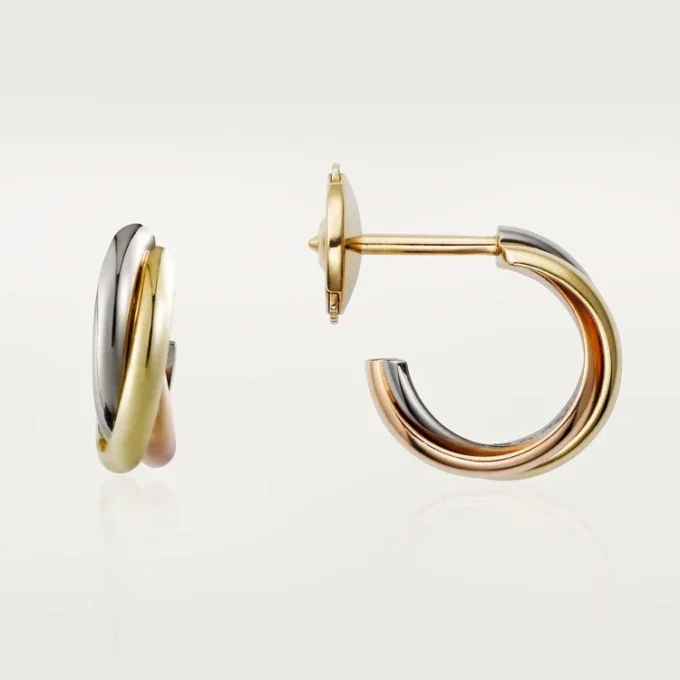 Boucles d&rsquo;oreilles Trinity – Or blanc, or jaune, or rose – Cartier