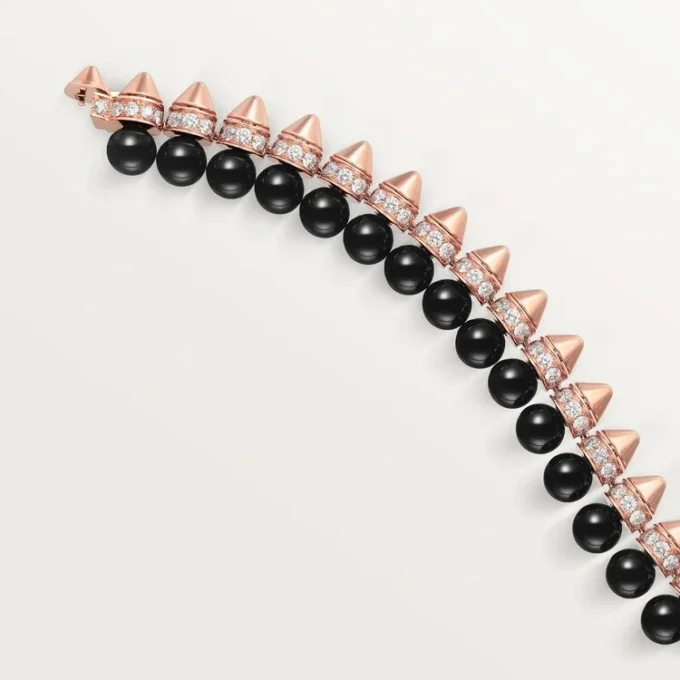 Bracelet Clash de Cartier, souple, onyx, modèle extra-large, diamants