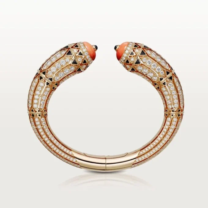 Bracelet Geometrie & Contrastes, corail, pavé