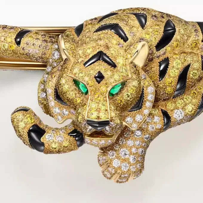 Bracelet Faune et Flore de Cartier, diamants jaunes, orange et bruns, pavé