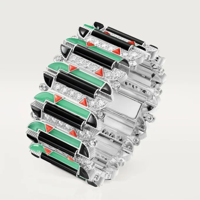Bracelet Geometrie & Contrastes, chrysoprase, pavé