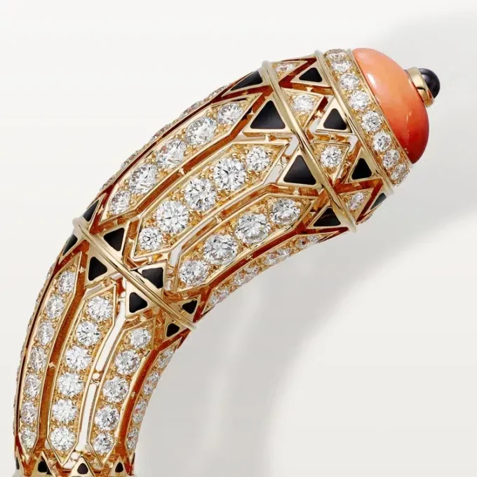 Bracelet Geometrie & Contrastes, corail, pavé