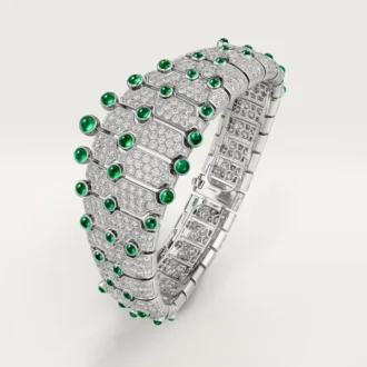 Bracelet « Le Voyage Recommence », émeraudes, pavé