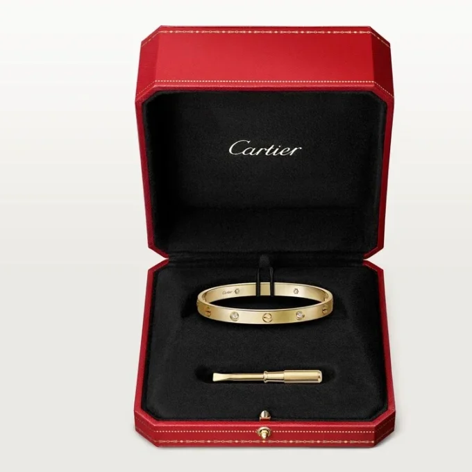 Bracelet Love, modèle classique, brossé, 4 diamants