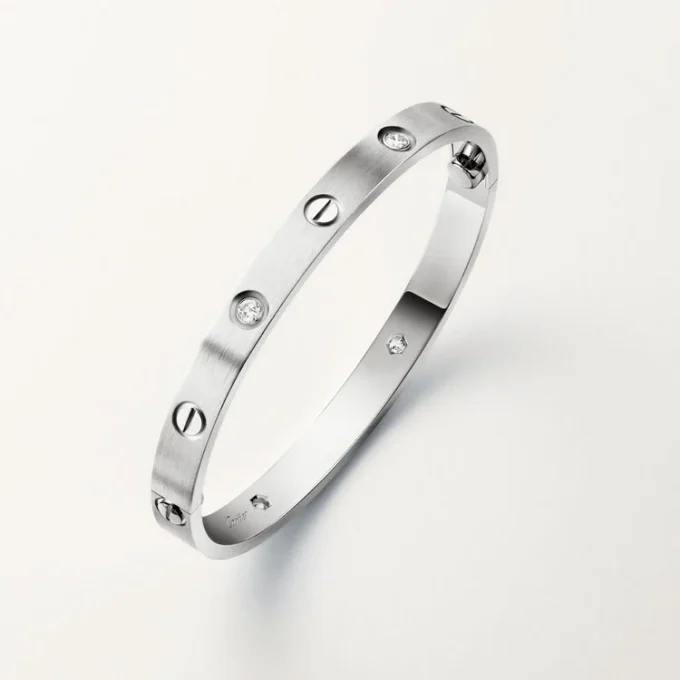 Bracelet Love, modèle classique, brossé, 4 diamants