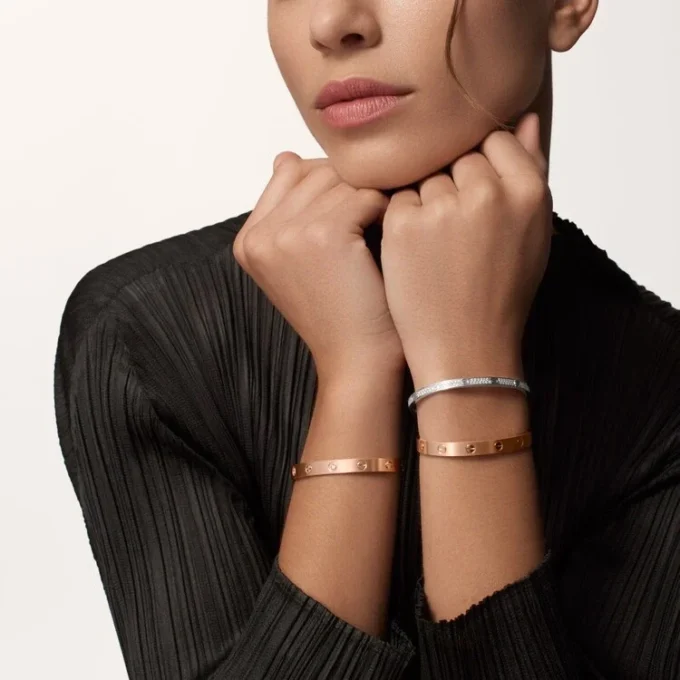 Bracelet Love, modèle classique, brossé, 4 diamants