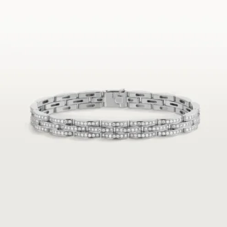 Bracelet Maillon Panthère, triple rangée, pavé