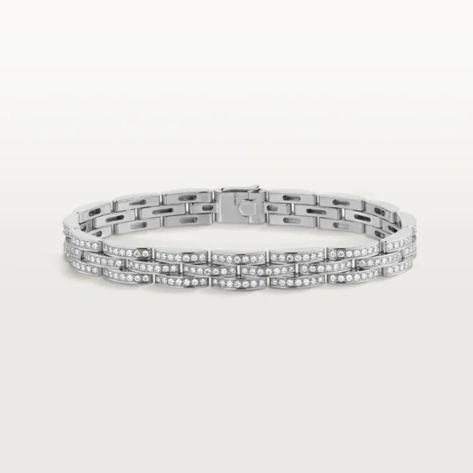 Bracelet Maillon Panthère, triple rangée, pavé