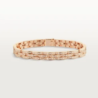 Bracelet Maillon Panthère, triple rangée, pavé