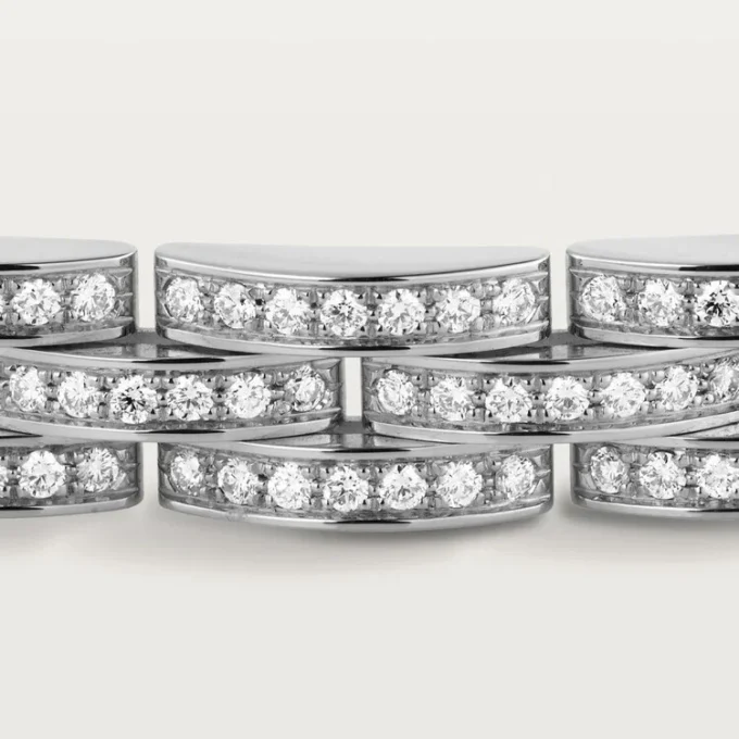 Bracelet Maillon Panthère, triple rangée, pavé