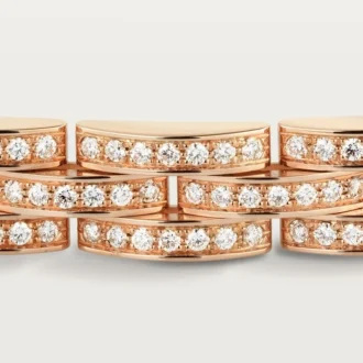 Bracelet Maillon Panthère, triple rangée, pavé