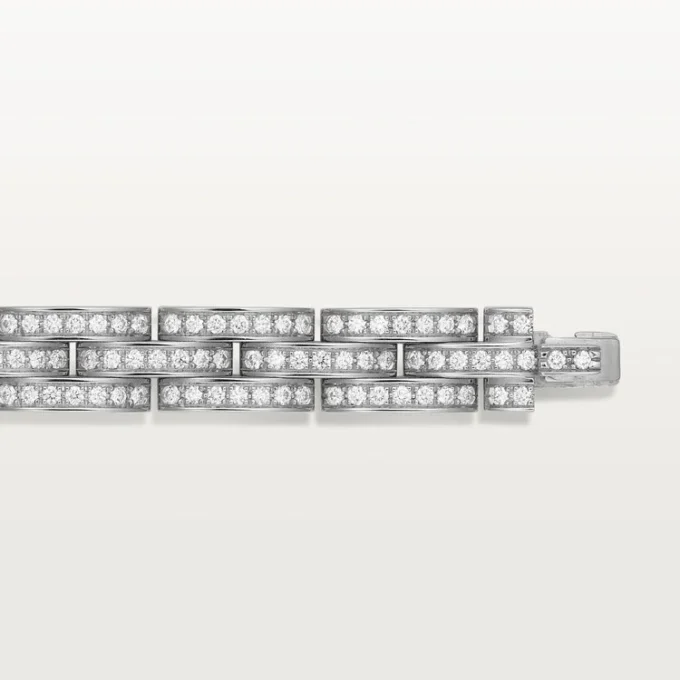 Bracelet Maillon Panthère, triple rangée, pavé