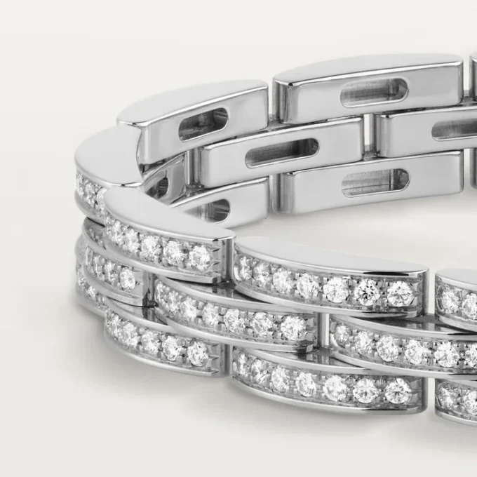 Bracelet Maillon Panthère, triple rangée, pavé