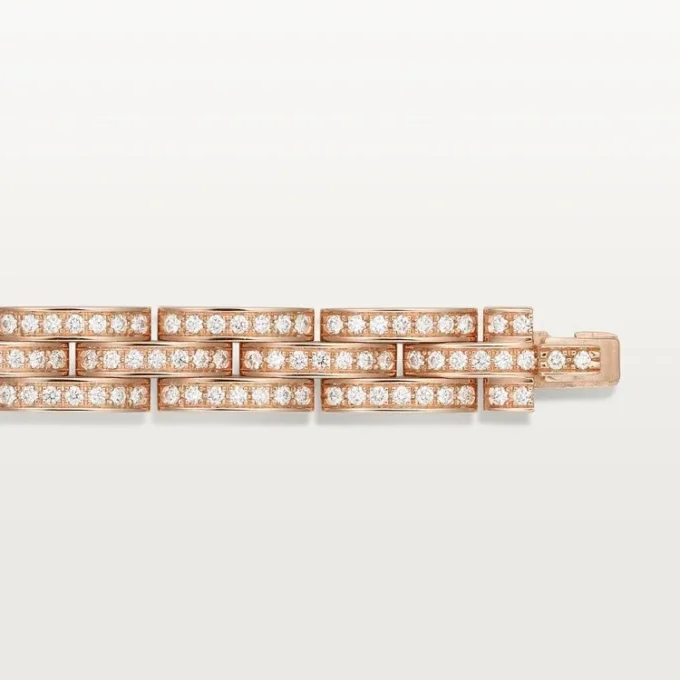 Bracelet Maillon Panthère, triple rangée, pavé