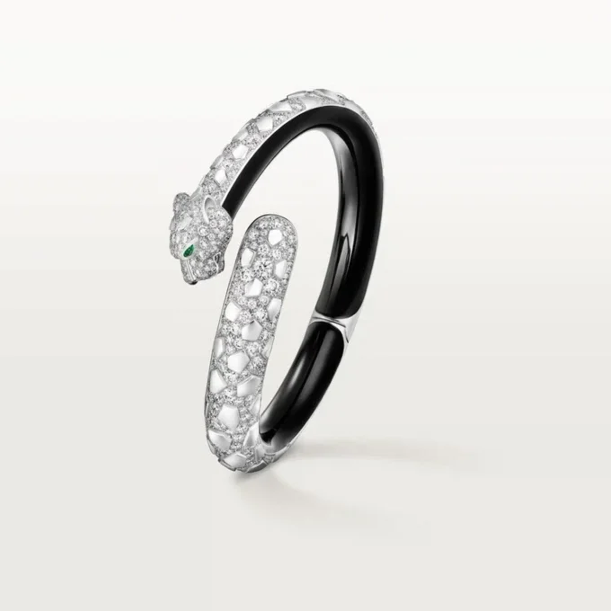Bracelet Panthère de Cartier, laque noire, pavé