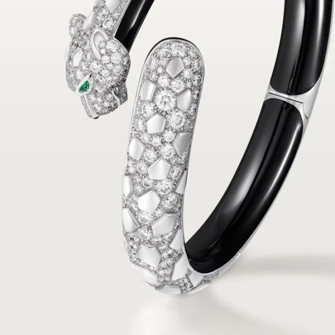Bracelet Panthère de Cartier, laque noire, pavé