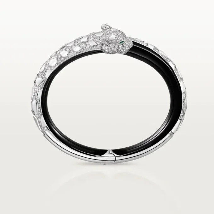 Bracelet Panthère de Cartier, laque noire, pavé