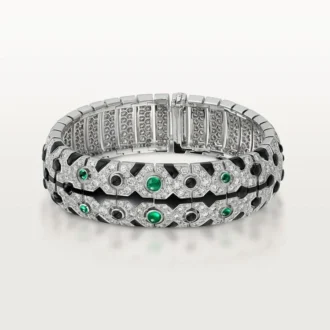 Bracelet Panthère de Cartier, émeraude, pavé