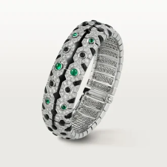 Bracelet Panthère de Cartier, émeraude, pavé