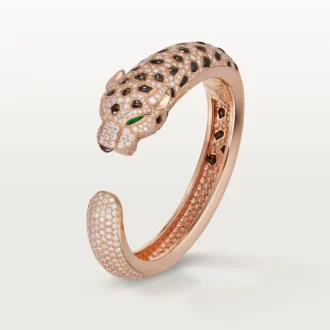 Bracelet Panthère de Cartier, obsidienne, pavé