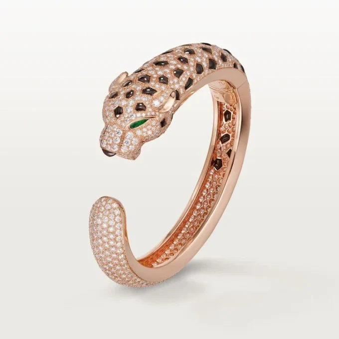 Bracelet Panthère de Cartier, obsidienne, pavé
