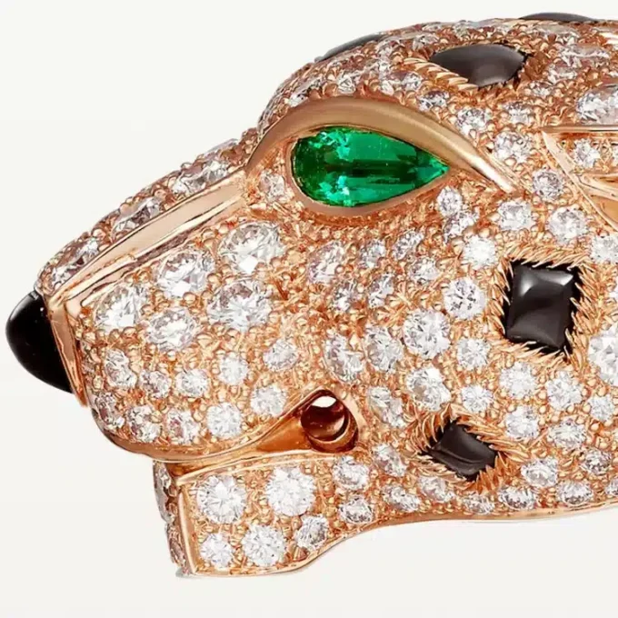 Bracelet Panthère de Cartier, obsidienne, pavé