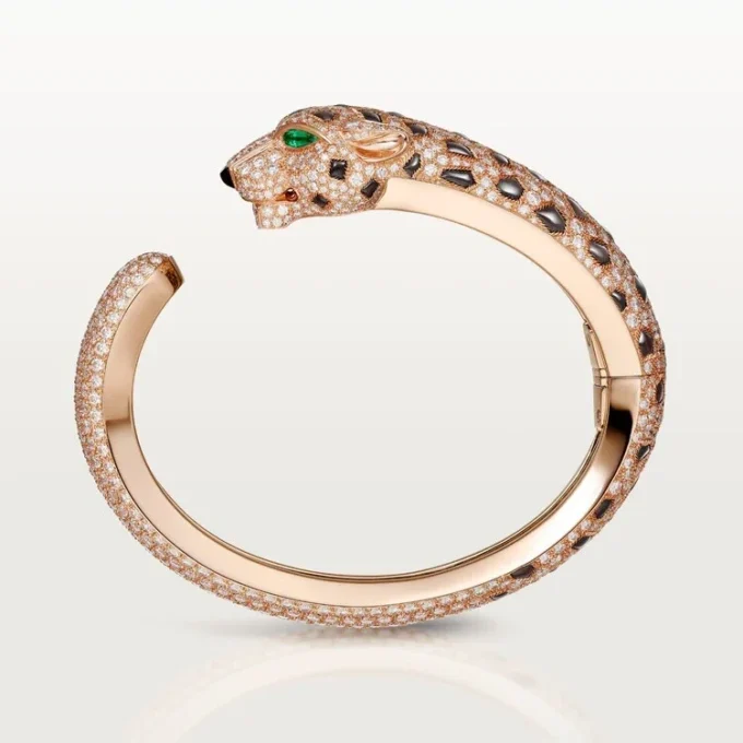 Bracelet Panthère de Cartier, obsidienne, pavé