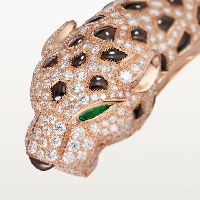 Bracelet Panthère de Cartier, obsidienne, pavé