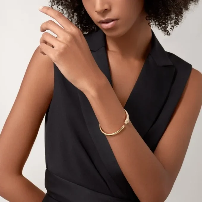 Bracelet Panthère de Cartier, petit modèle, demi-sertissage