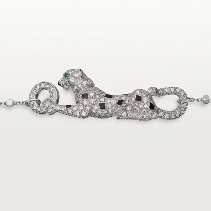 Bracelet Panthère de Cartier, sur chaîne, demi-sertissage