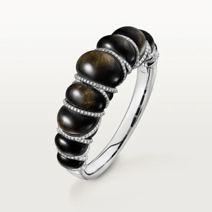 Bracelet Tressage Cartier Libre, obsidienne, diamants