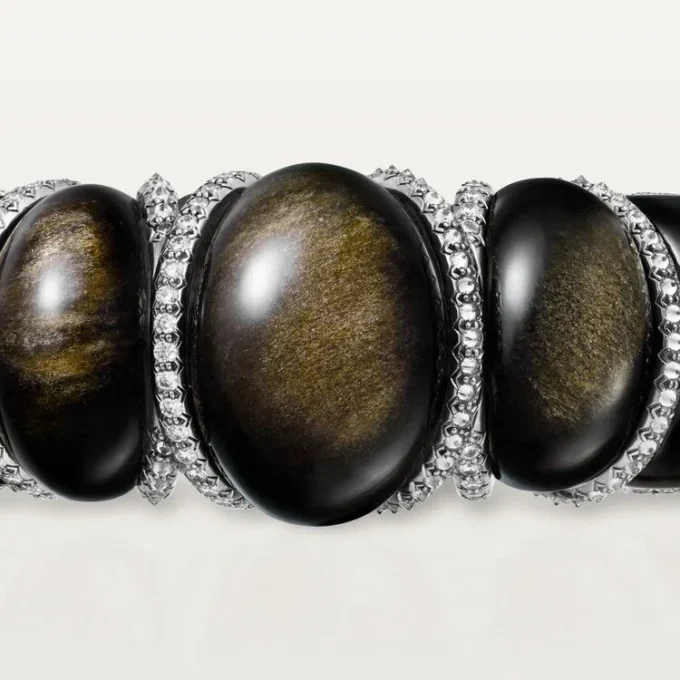 Bracelet Tressage Cartier Libre, obsidienne, diamants