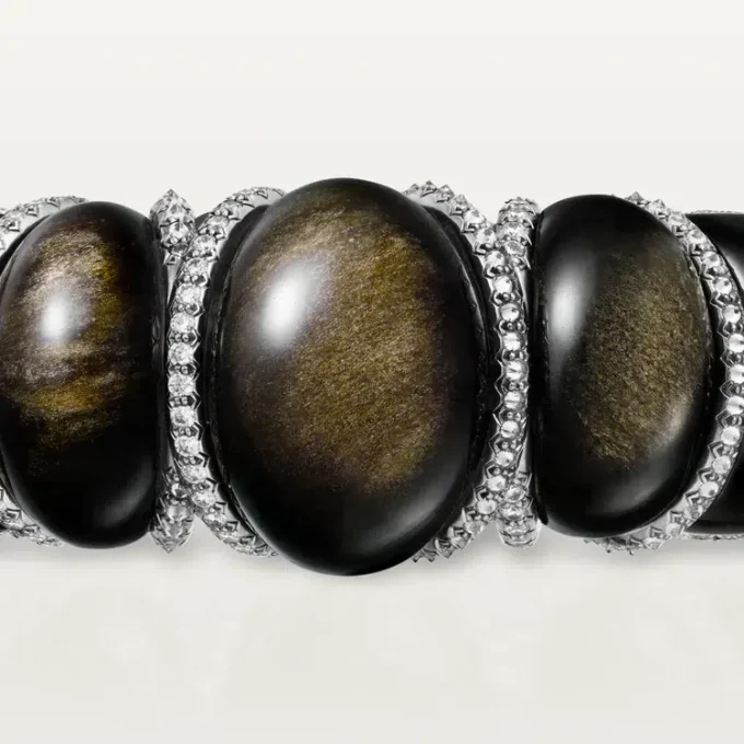 Bracelet Tressage Cartier Libre, obsidienne, diamants