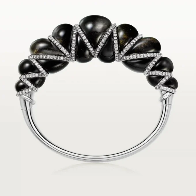 Bracelet Tressage Cartier Libre, obsidienne, diamants