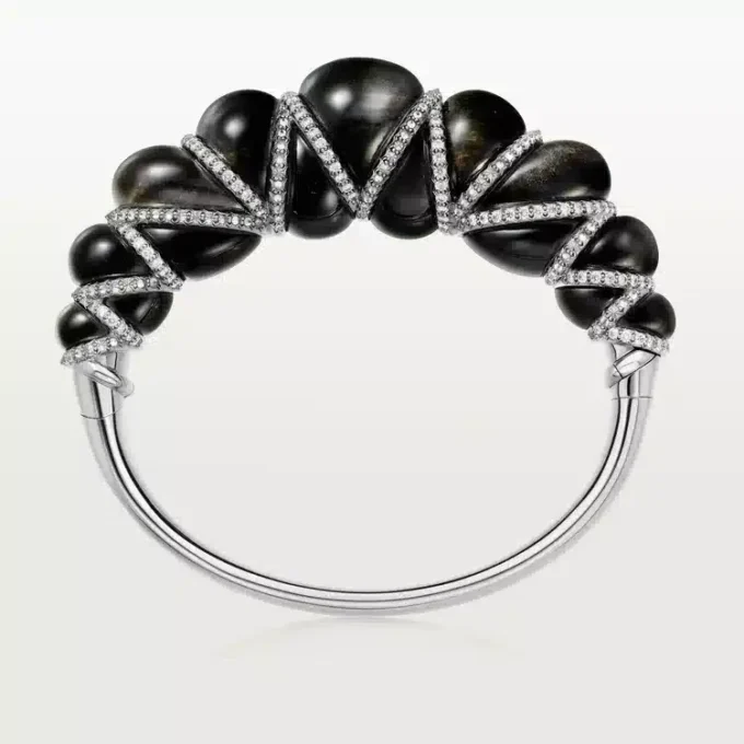 Bracelet Tressage Cartier Libre, obsidienne, diamants